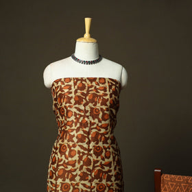 Chanderi silk hand block bagru print 3pc unstitched dress