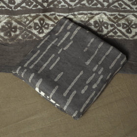 Chanderi silk hand block bagru print 3pc unstitched dress