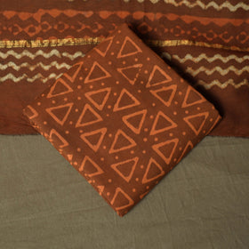Chanderi silk hand block bagru print 3pc unstitched dress