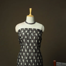 Chanderi silk hand block bagru print 3pc unstitched dress