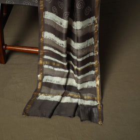 Chanderi silk hand block bagru print 3pc unstitched dress