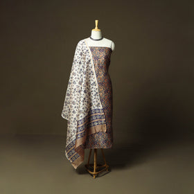 Chanderi silk hand block sanganeri print 3pc unstitched