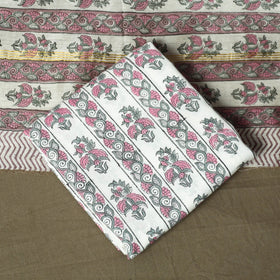 Chanderi silk hand block sanganeri print 3pc unstitched