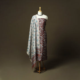 Chanderi silk hand block sanganeri print 3pc unstitched