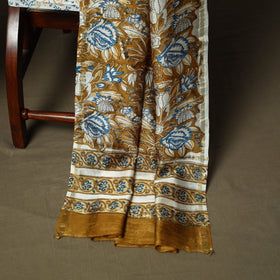 Chanderi silk hand block sanganeri print 3pc unstitched
