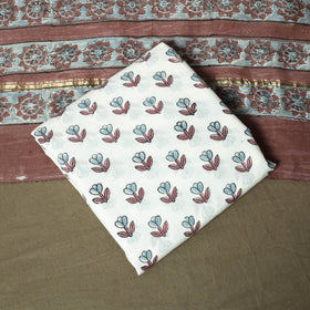 Chanderi silk hand block sanganeri print 3pc unstitched