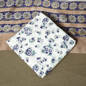 Chanderi silk hand block sanganeri print 3pc unstitched