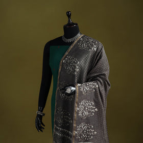 Brown - chanderi silk hand bagru dupatta 12 - handcrafted