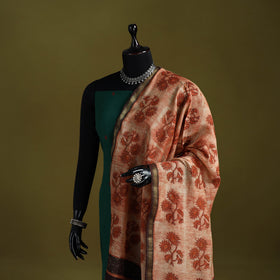Brown - chanderi silk hand natural dyed dabu bagru dupatta