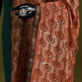 Brown - chanderi silk hand natural dyed dabu bagru dupatta