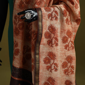 Brown - chanderi silk hand natural dyed dabu bagru dupatta