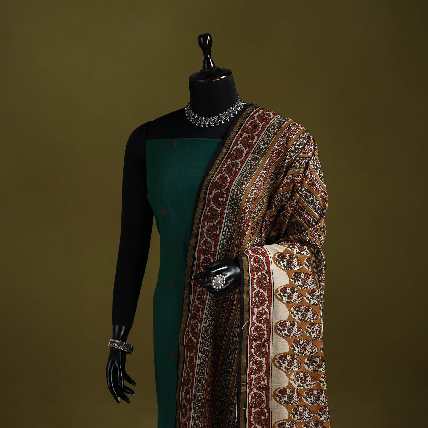 Brown - chanderi silk hand natural dyed kalamkari bagru