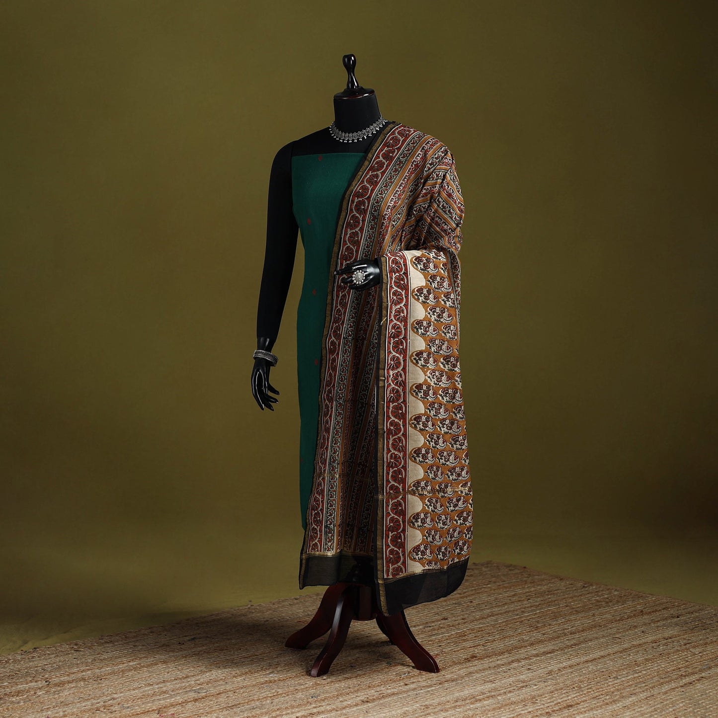 Brown - chanderi silk hand natural dyed kalamkari bagru