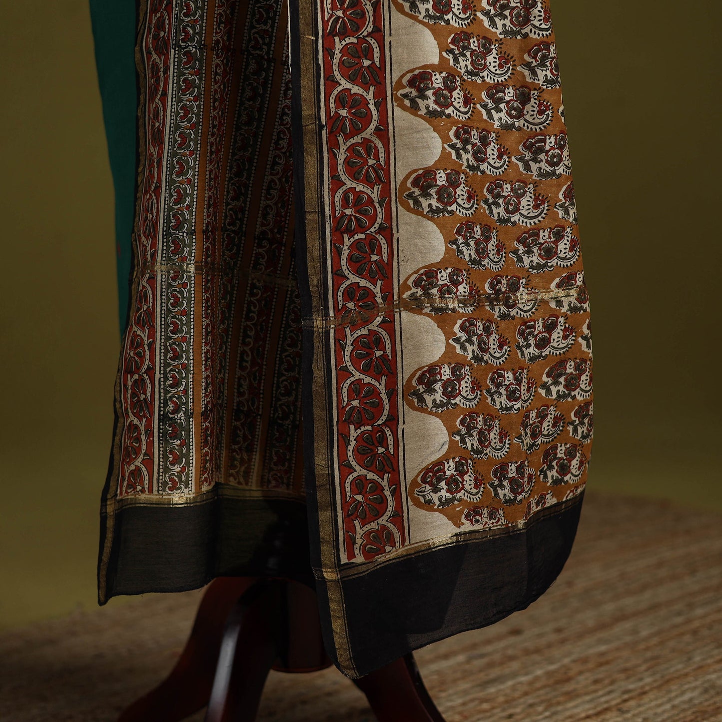 Brown - chanderi silk hand natural dyed kalamkari bagru