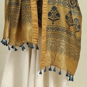 Brown - chanderi silk handloom dupatta 07 - handcrafted