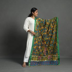 Brown - chanderi silk handpainted srikalahasti pen