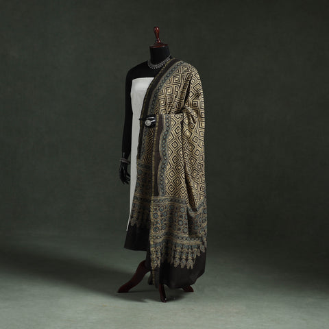 Brown - chanderi silk kutch hand block print natural dyed