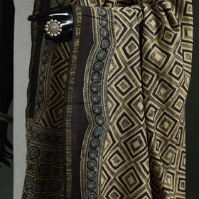 Brown - chanderi silk kutch hand block print natural dyed