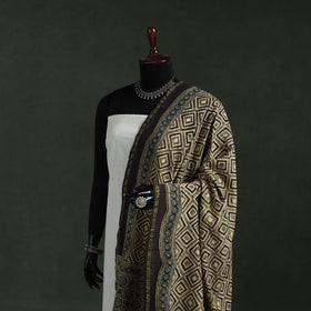 Brown - chanderi silk kutch hand block print natural dyed