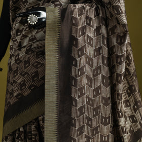 Chanderi silk nui shibori tie-dye saree with ghicha border