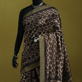 Chanderi silk nui shibori tie-dye saree with ghicha border