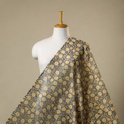 Brown - chanderi silk sanganeri fabric 04 - handcrafted