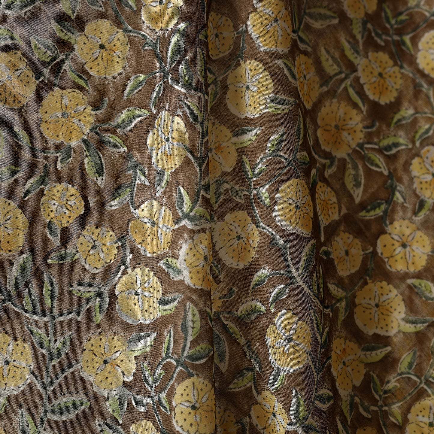 Brown - chanderi silk sanganeri fabric 04 - handcrafted