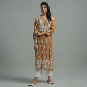  Chikankari Hand Embroidered Cotton Long Kurta for Women