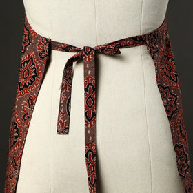 Brown Ajrakh Block Print Cotton Apron with Pocket