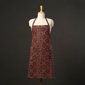 Brown Ajrakh Block Print Cotton Apron with Pocket
