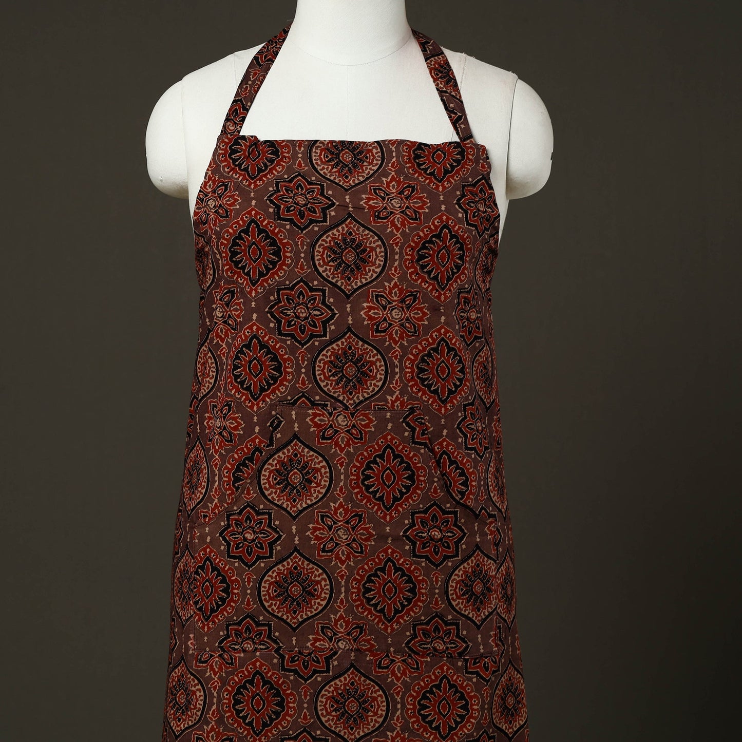 Brown - cotton apron with pocket 79 - handcrafted
