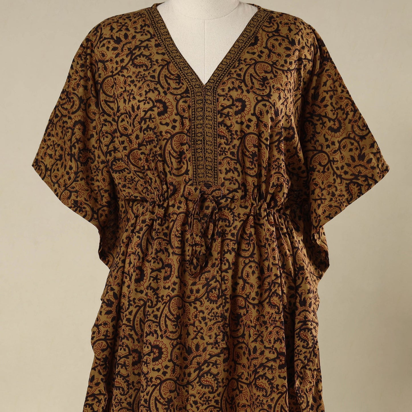 Brown - cotton bagh kaftan with tie-up waist (medium) 06