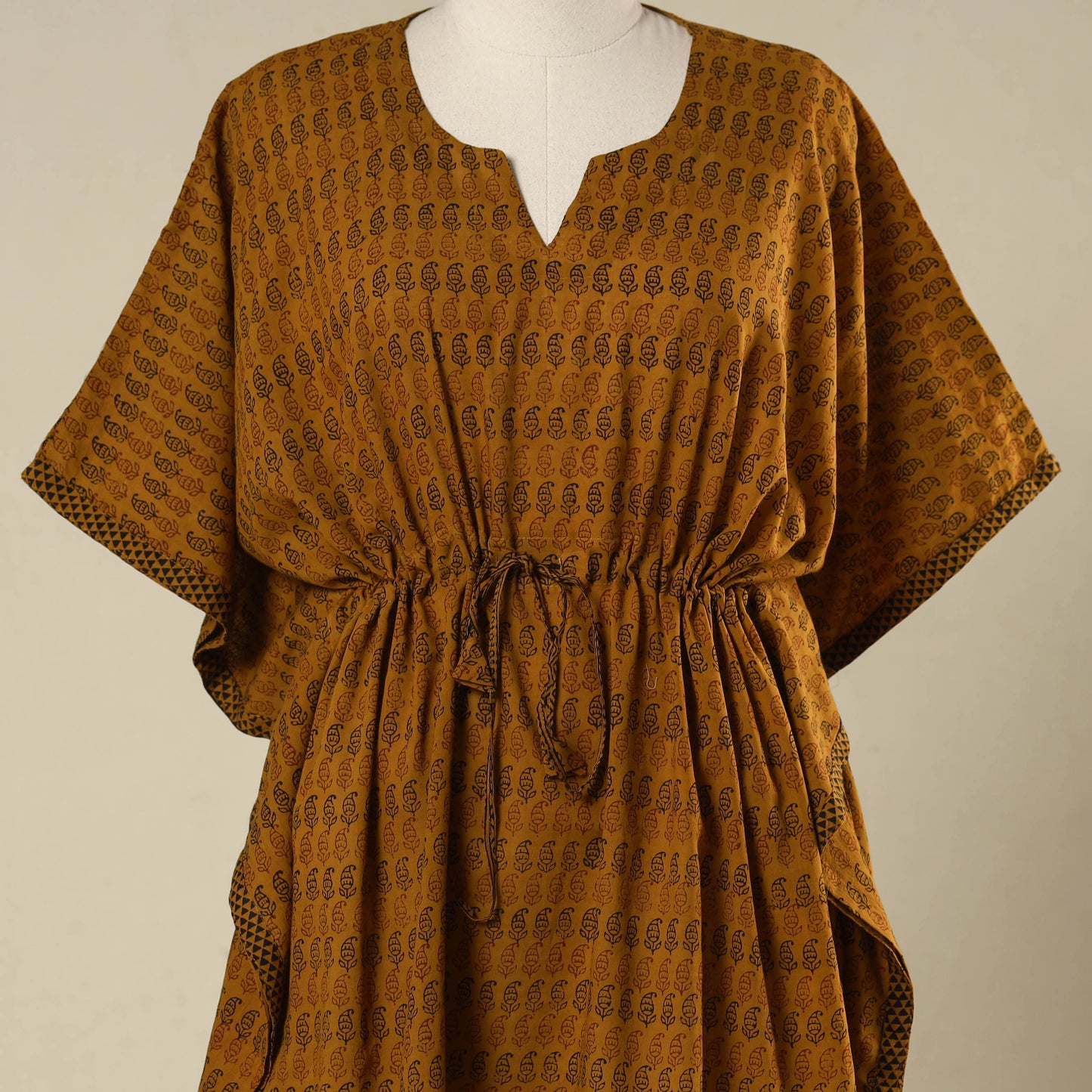 Brown - cotton bagh kaftan with tie-up waist (medium) 18