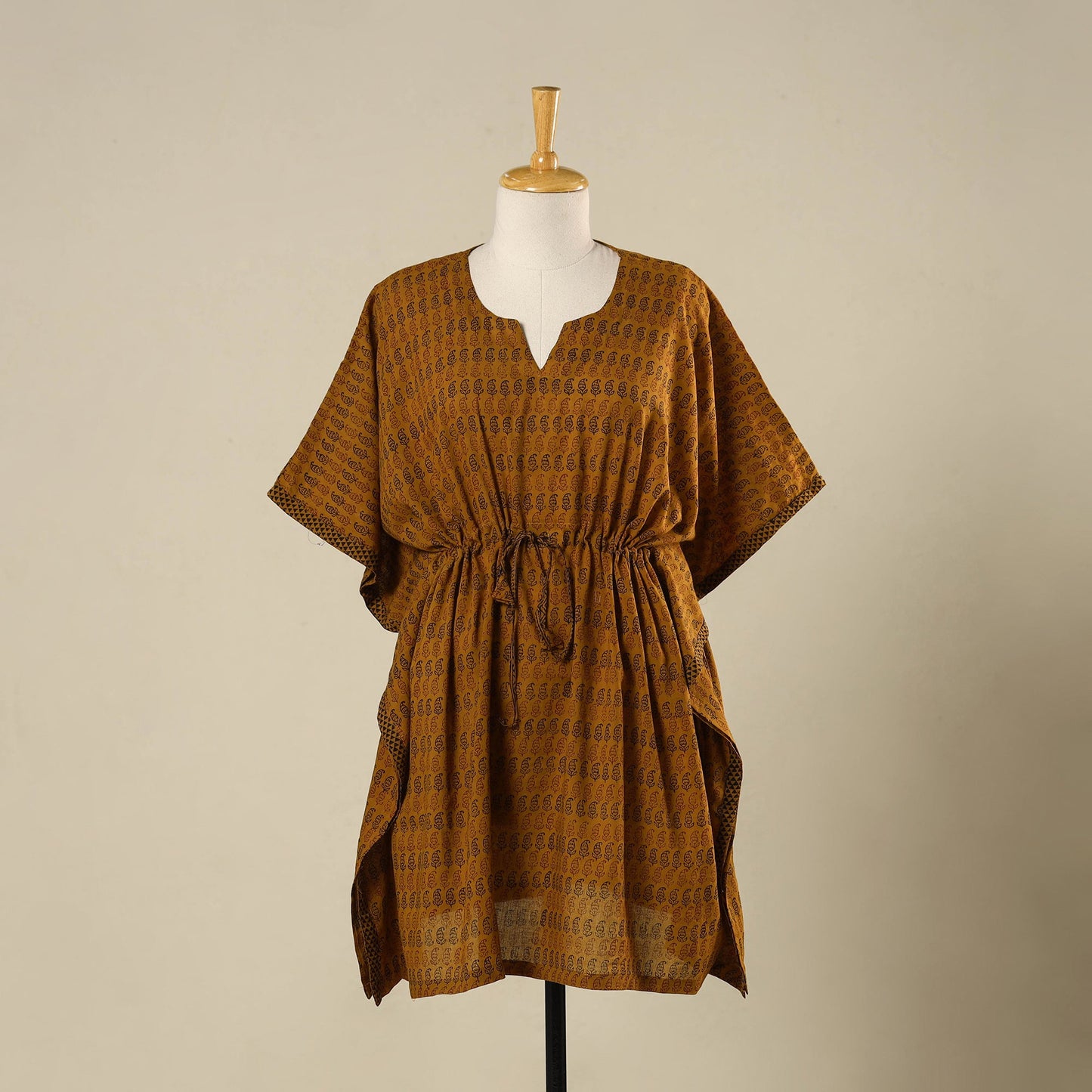 Brown - cotton bagh kaftan with tie-up waist (medium) 18