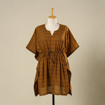 Brown - cotton bagh kaftan with tie-up waist (medium) 18