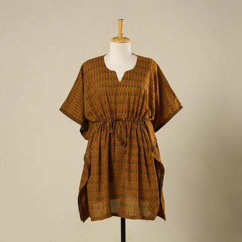 Brown - cotton bagh kaftan with tie-up waist (medium) 18