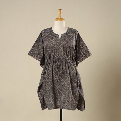 Brown - cotton bagh kaftan with tie-up waist (short) 08