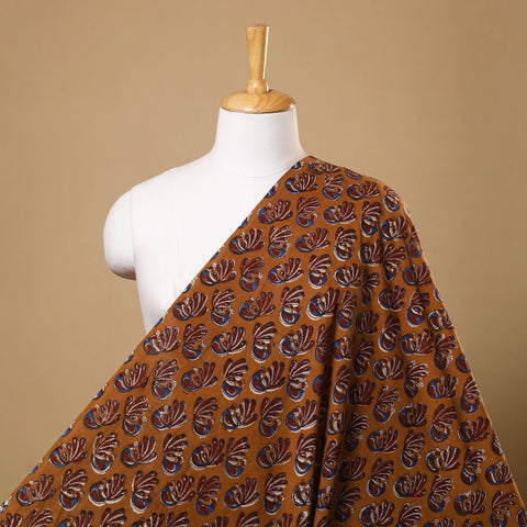 Brown Block Print Cotton Bagru Fabric