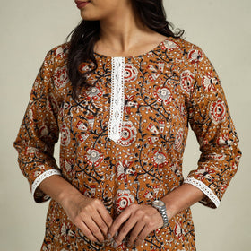  Brown Block Print Cotton Bagru Night Suit Set