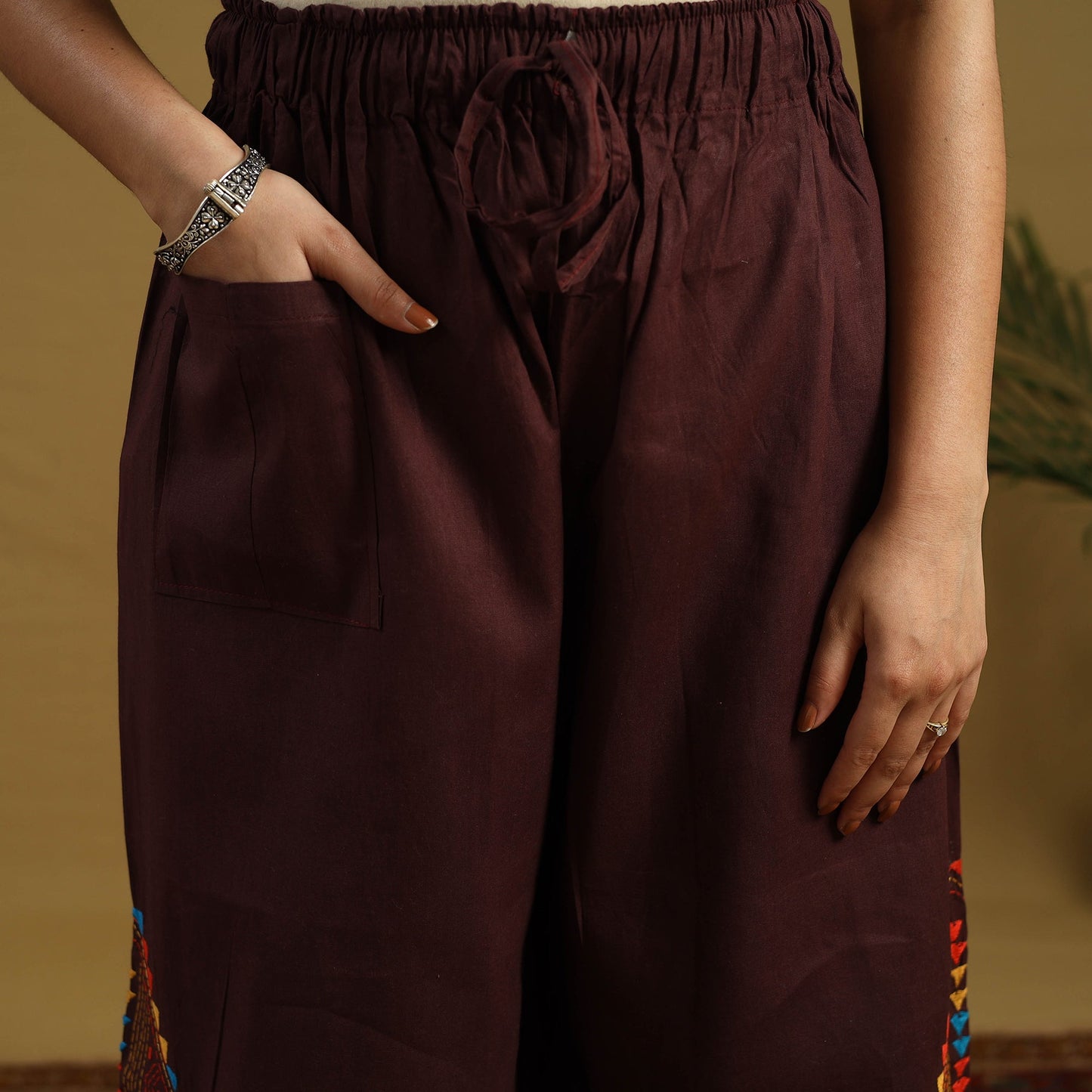 Buy Cotton Bengal Kantha Hand Embroidery Palazzo