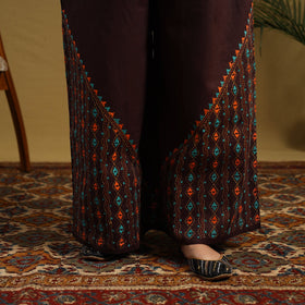 Brown - cotton bengal kantha hand embroidery palazzo 110