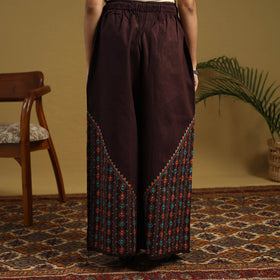 Brown - cotton bengal kantha hand embroidery palazzo 110