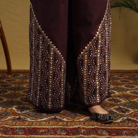 Brown - cotton bengal kantha hand embroidery palazzo 112