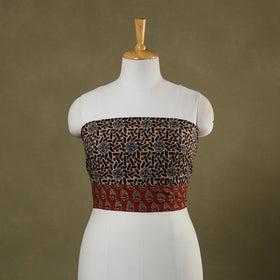 Brown Block Print Cotton Ajrakh Blouse Piece