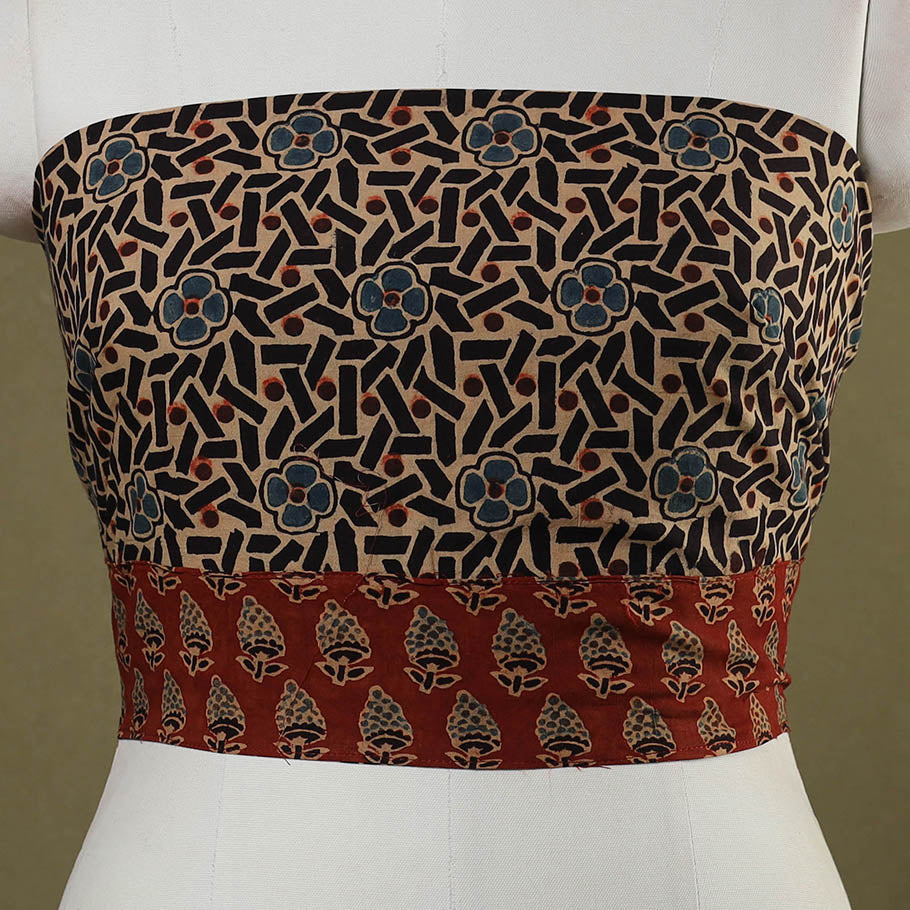 Brown Block Print Cotton Ajrakh Blouse Piece