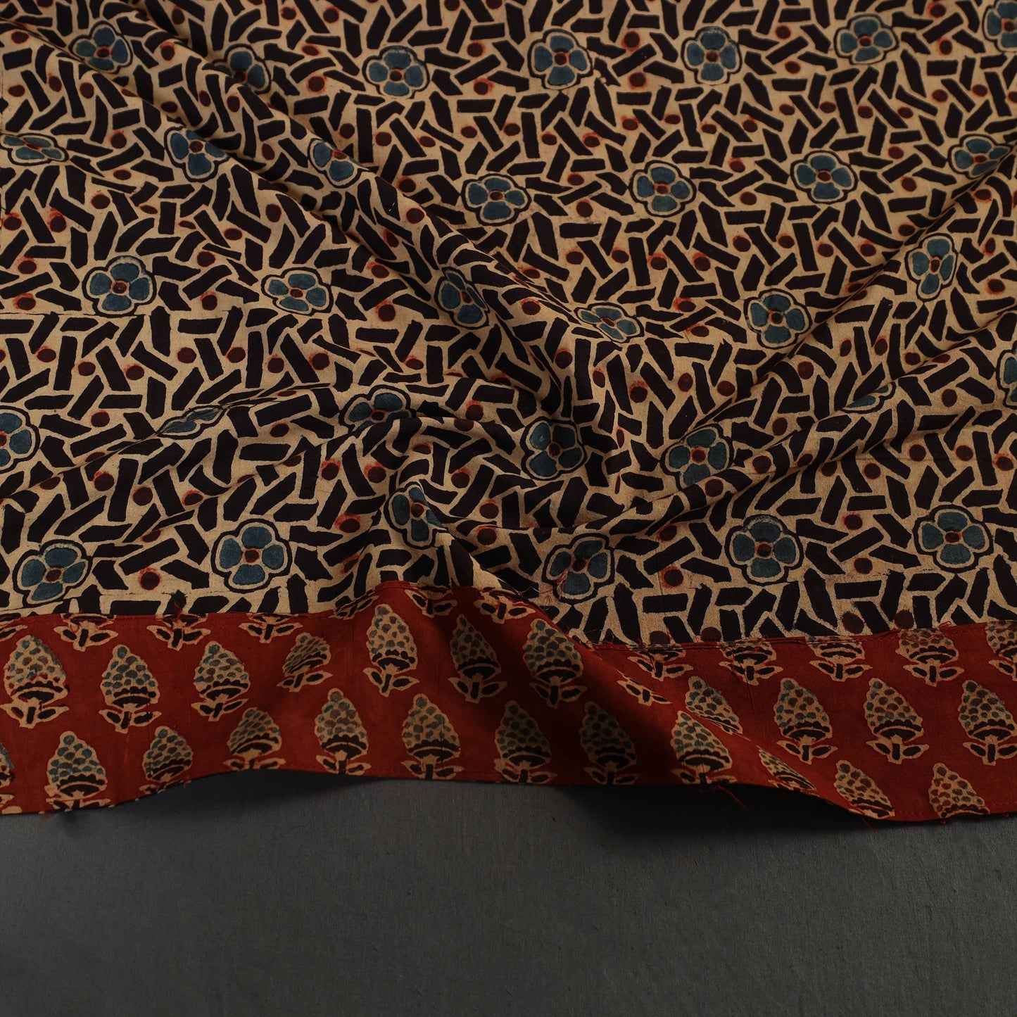 Brown Block Print Cotton Ajrakh Blouse Piece