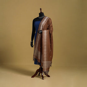 Brown - cotton buti jacquard dupatta with thread border 05