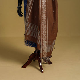 Brown - cotton buti jacquard dupatta with thread border 05