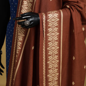 Brown - cotton buti jacquard dupatta with thread border 06