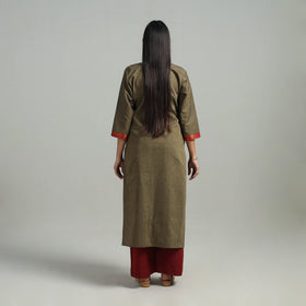  Brown Cotton Dharwad Kurta Set with Palazzo & Dupatta